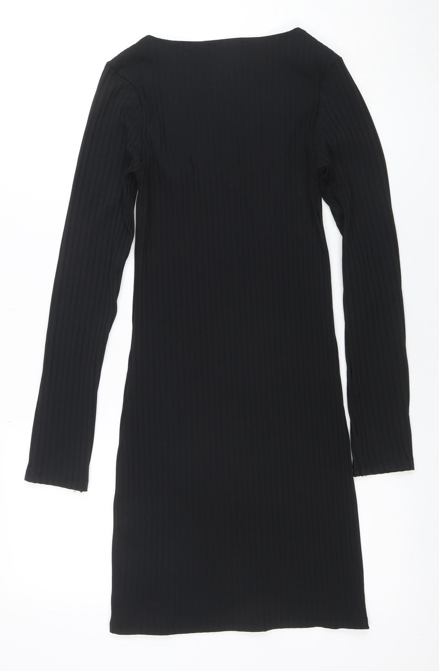 Zara Women Black Bodycon Knit Dress Size S Long Sleeve Stretch