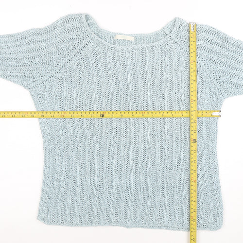 Marks and Spencer Women's Blue Cotton Chunky Knit Jumper Size 14
