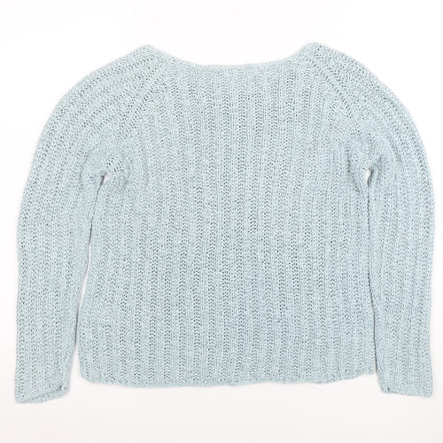 Marks and Spencer Women's Blue Cotton Chunky Knit Jumper Size 14