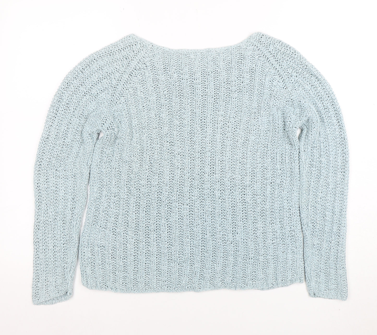 Marks and Spencer Women's Blue Cotton Chunky Knit Jumper Size 14