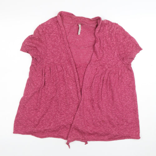 White Stuff Women’s Pink Linen Cotton Short Sleeve Cardigan Size 12