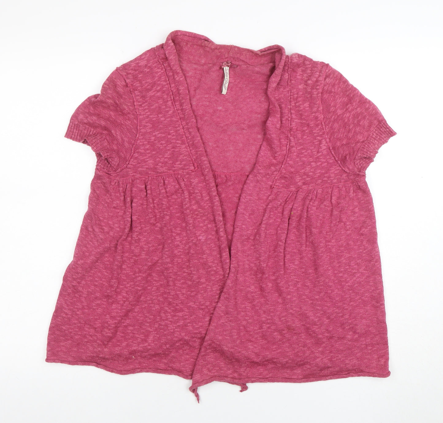 White Stuff Women’s Pink Linen Cotton Short Sleeve Cardigan Size 12