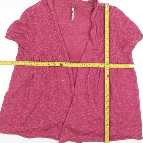 White Stuff Women’s Pink Linen Cotton Short Sleeve Cardigan Size 12
