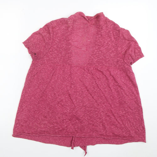 White Stuff Women’s Pink Linen Cotton Short Sleeve Cardigan Size 12