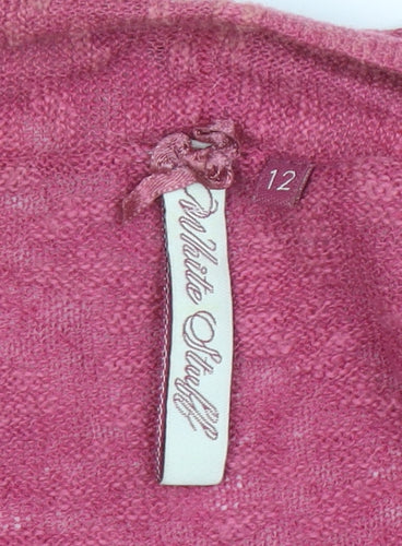 White Stuff Women’s Pink Linen Cotton Short Sleeve Cardigan Size 12