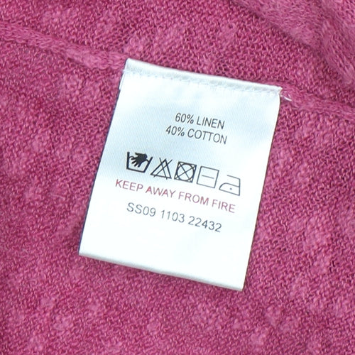 White Stuff Women’s Pink Linen Cotton Short Sleeve Cardigan Size 12
