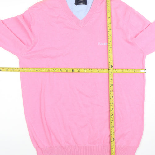 Hackett London Men's Pink Cotton V-Neck Pullover Jumper XL