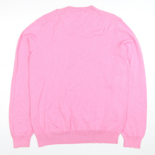 Hackett London Men's Pink Cotton V-Neck Pullover Jumper XL