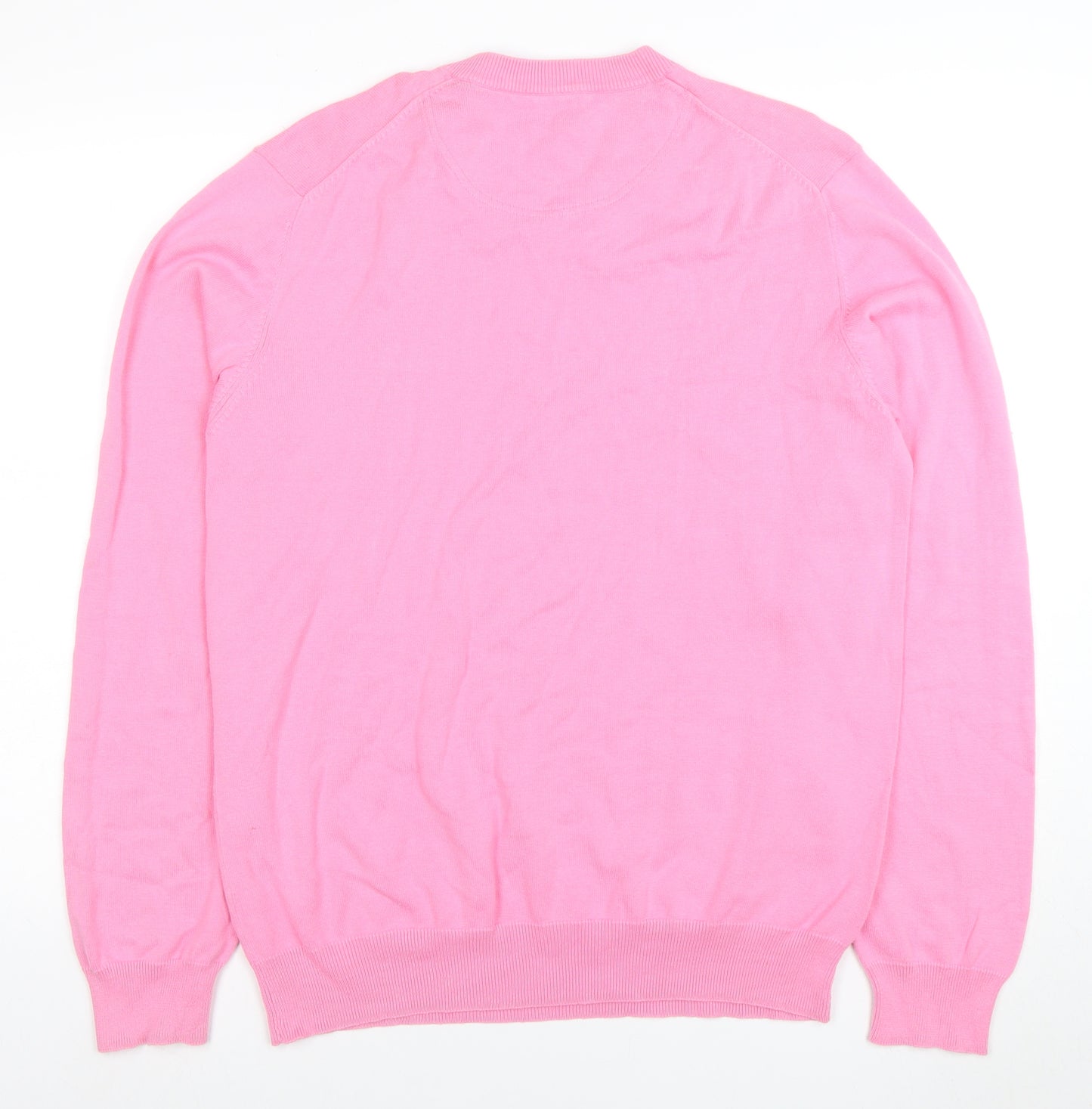 Hackett London Men's Pink Cotton V-Neck Pullover Jumper XL