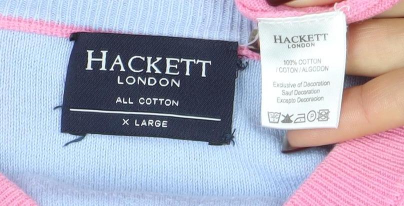 Hackett London Men's Pink Cotton V-Neck Pullover Jumper XL