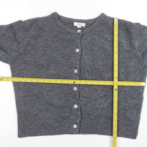 Marks and Spencer Women's Grey Wool Blend Button Cardigan L