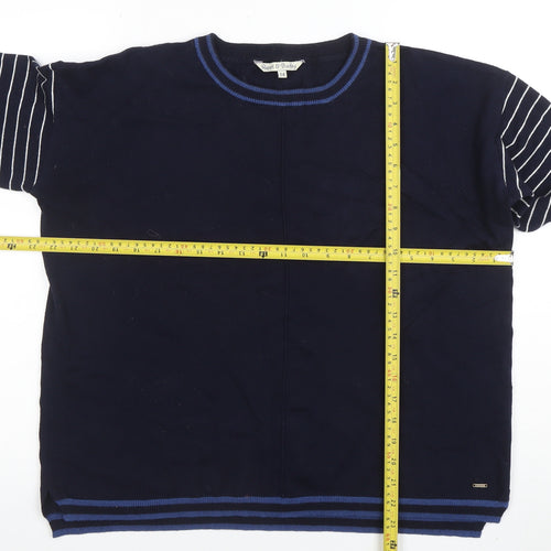 Rupert & Buckley Women's Blue Striped Cotton Cashmere Jumper Size 14