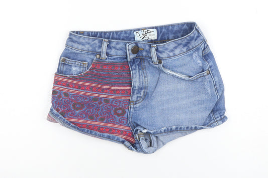 Nina S Denim Women's Blue Size 6 Embroidered Hot Pants Shorts