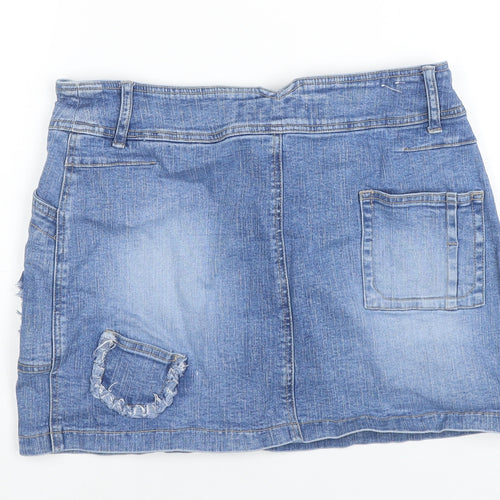 Qizz New York Girls Blue Denim Mini Skirt Size 9/10 Cotton Blend Casual