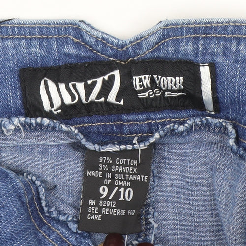 Qizz New York Girls Blue Denim Mini Skirt Size 9/10 Cotton Blend Casual