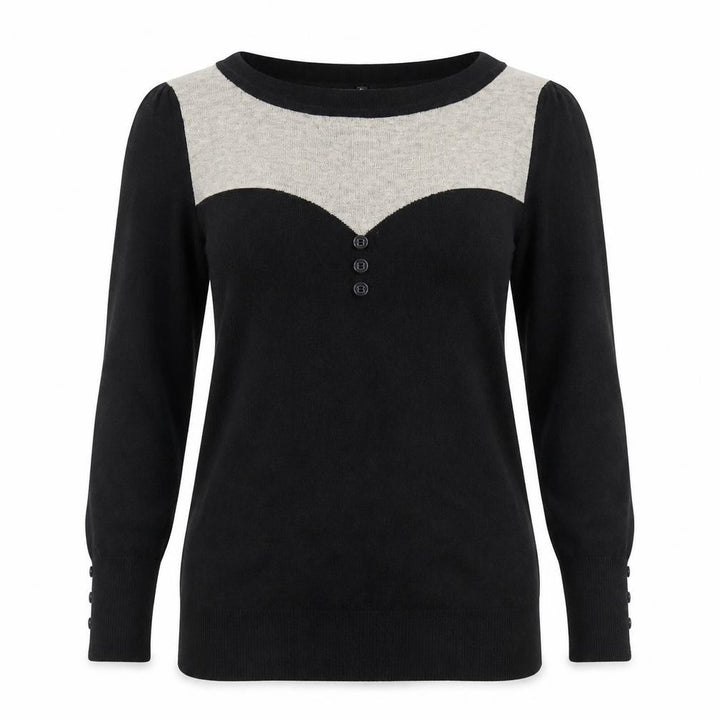 Wallis Women’s Black & Beige Scoop Neck Long Sleeve Pullover Jumper Size 10