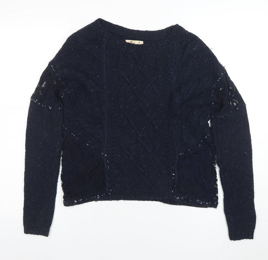 Hollister Womens Blue Cable Knit Pullover Jumper Size M