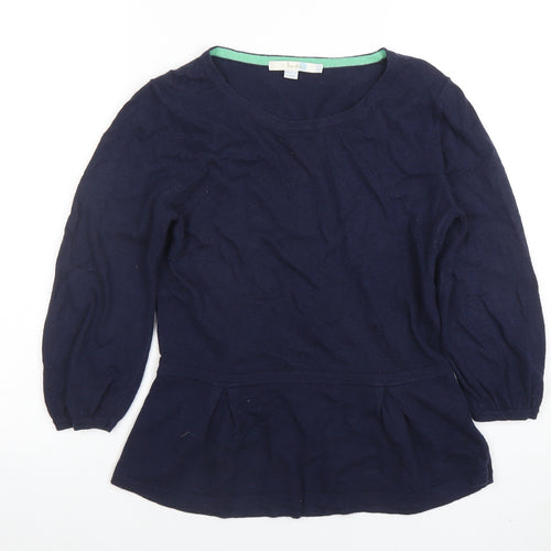 Boden Women's Blue Long Sleeve Tunic Blouse Size 4 Cotton Cashmere Blend