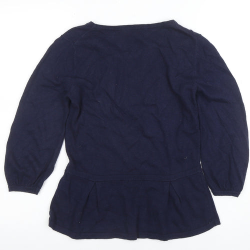 Boden Women's Blue Long Sleeve Tunic Blouse Size 4 Cotton Cashmere Blend