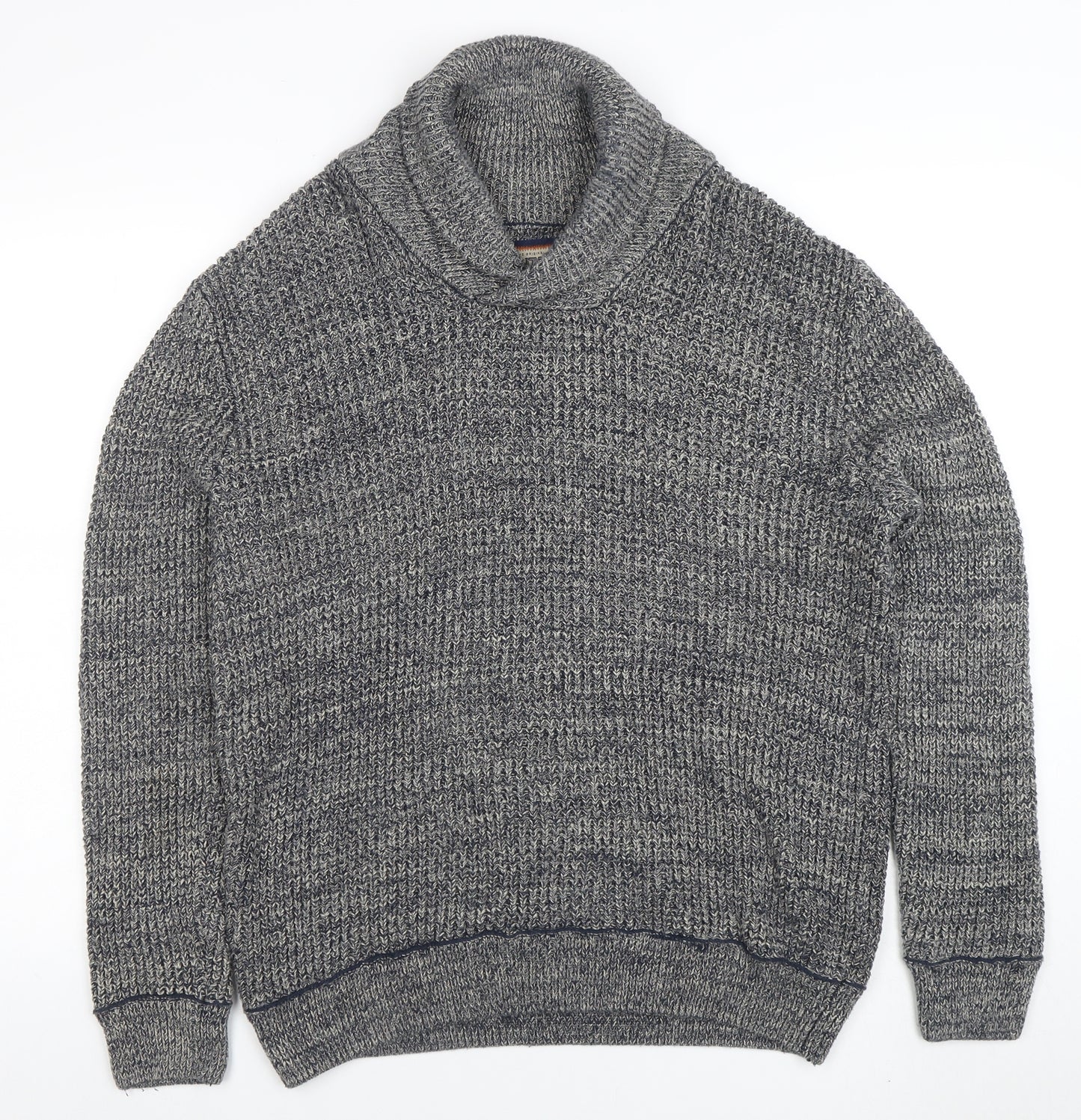 Mantaray Men's Grey Roll Neck Chunky Knit Cotton Jumper Medium