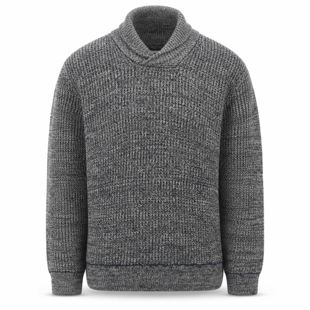 Front view of Mantaray Men's Grey Roll Neck Chunky Knit Cotton Jumper Medium