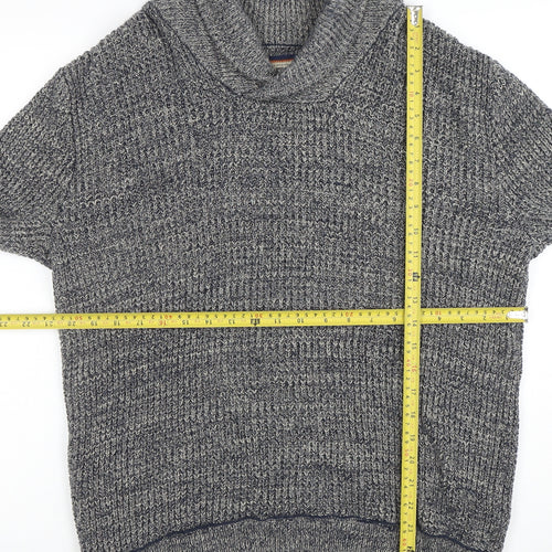 Mantaray Men's Grey Roll Neck Chunky Knit Cotton Jumper Medium