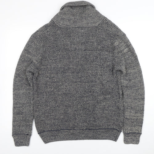 Mantaray Men's Grey Roll Neck Chunky Knit Cotton Jumper Medium