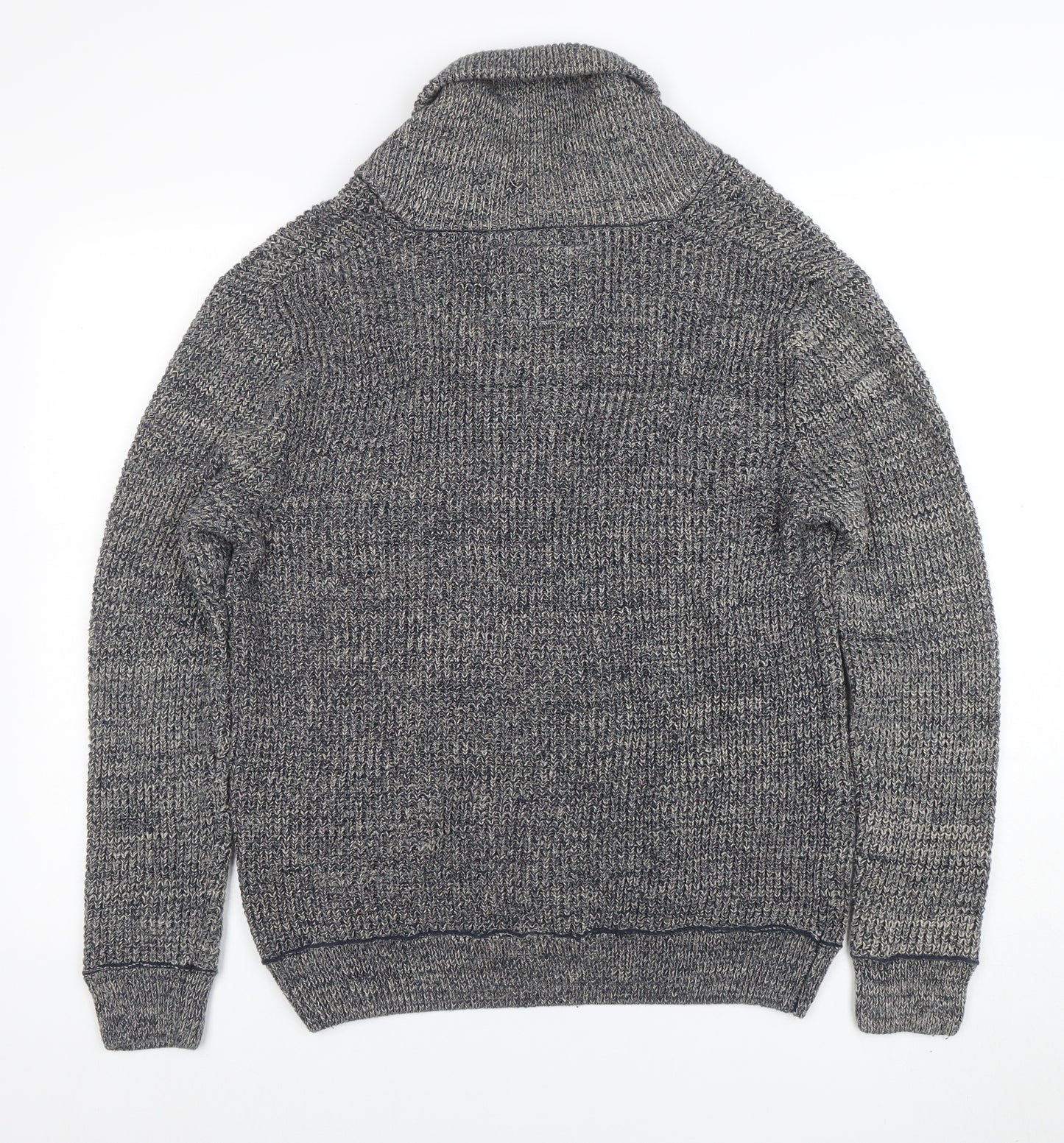 Mantaray Men's Grey Roll Neck Chunky Knit Cotton Jumper Medium