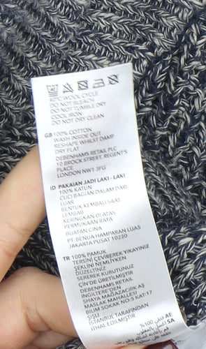 Mantaray Men's Grey Roll Neck Chunky Knit Cotton Jumper Medium