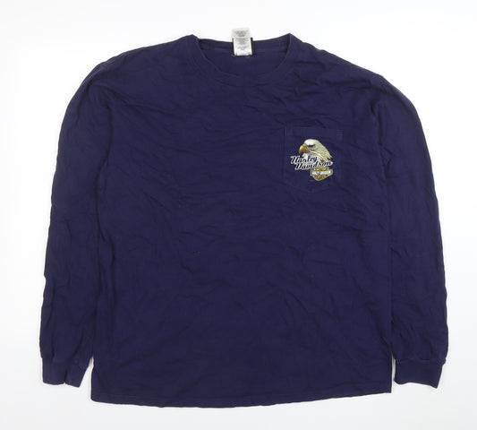 Harley-Davidson Men’s Blue Long Sleeve Biker Graphic T-Shirt XL