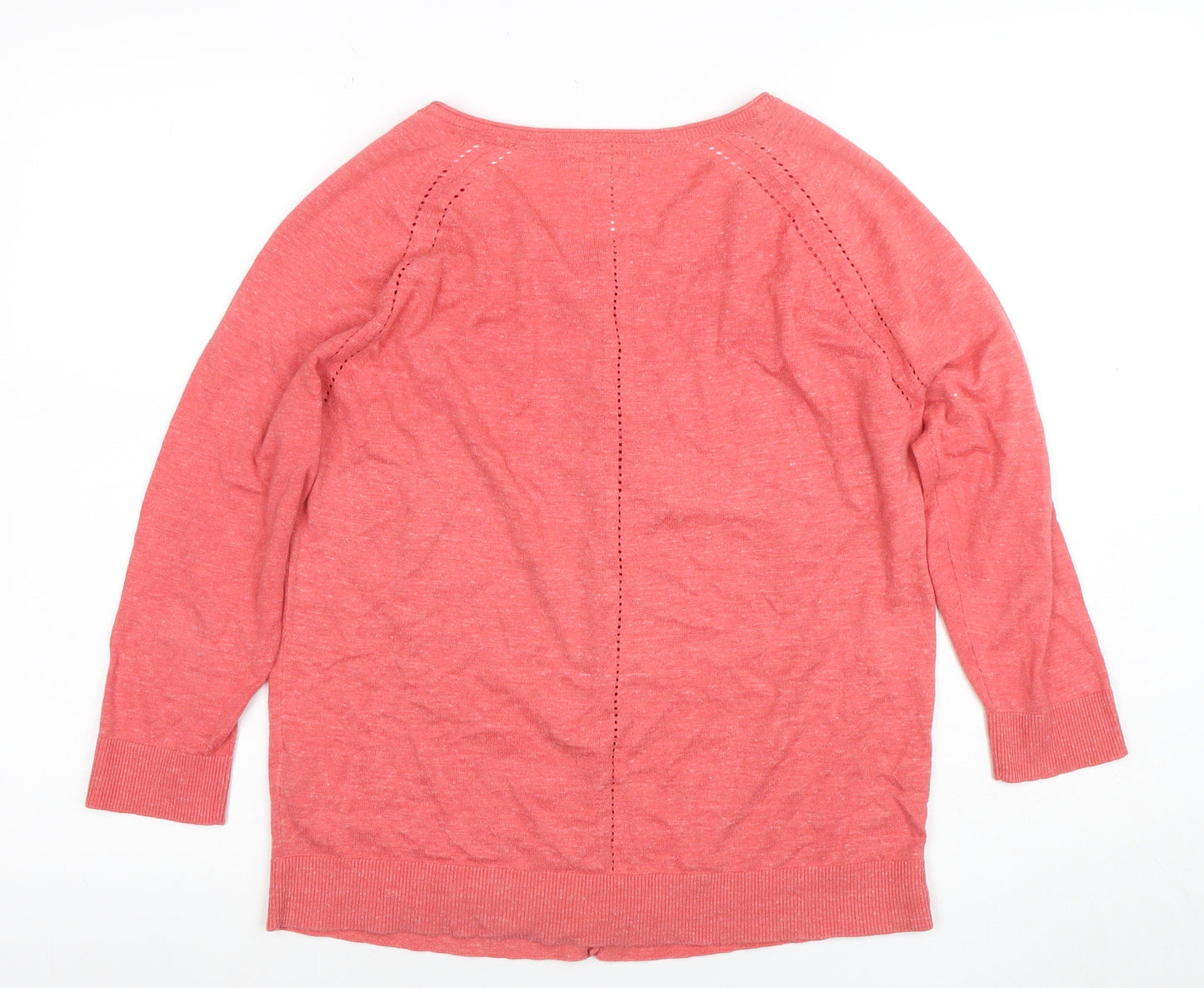 Fat Face Women's Pink Cotton 3/4 Sleeve Button Cardigan Size 14