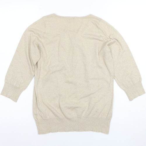 Worthington Women's Beige Knit 3/4 Sleeve Scoop Neck Blouse Size L