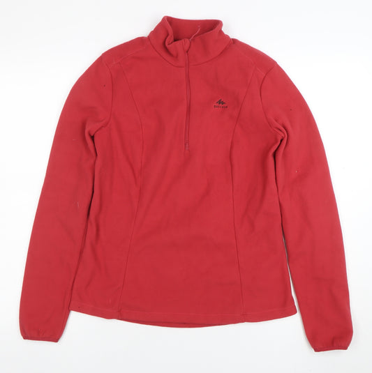 Quechua Women Red Fleece 1/2 Zip Pullover Sweatshirt Size M