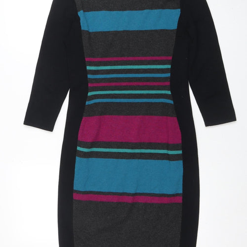 Phase Eight Women's Multicoloured Striped Bodycon Knit Dress Size 10