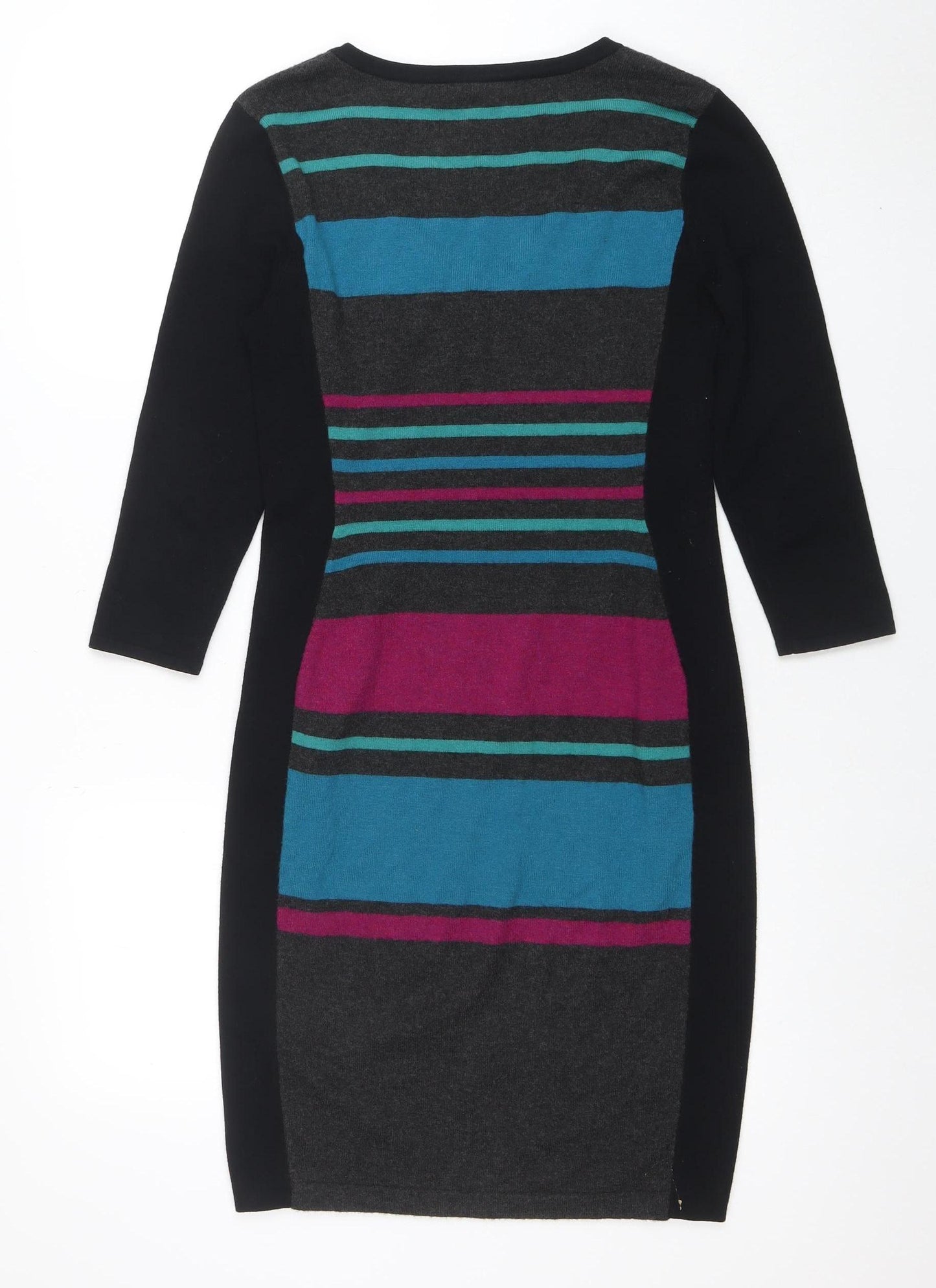 Phase Eight Women's Multicoloured Striped Bodycon Knit Dress Size 10