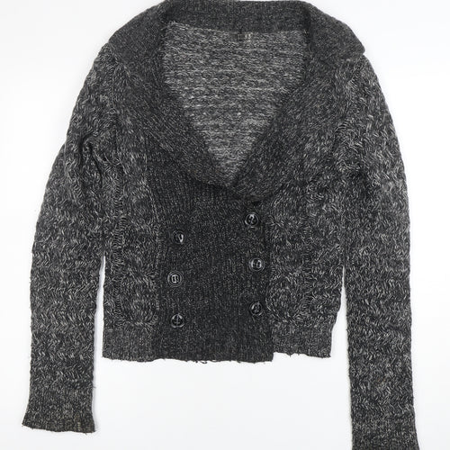 GANT Womens Grey Chunky Knit Wool Blend Shawl Collar Cardigan Size M