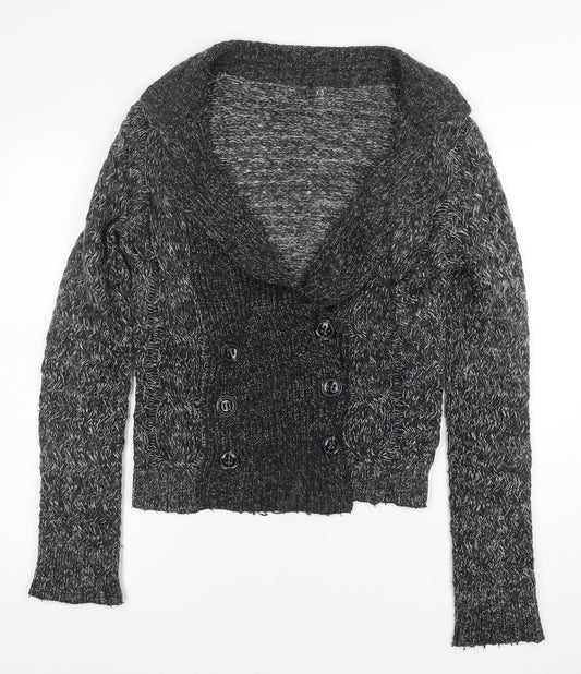 GANT Womens Grey Chunky Knit Wool Blend Shawl Collar Cardigan Size M