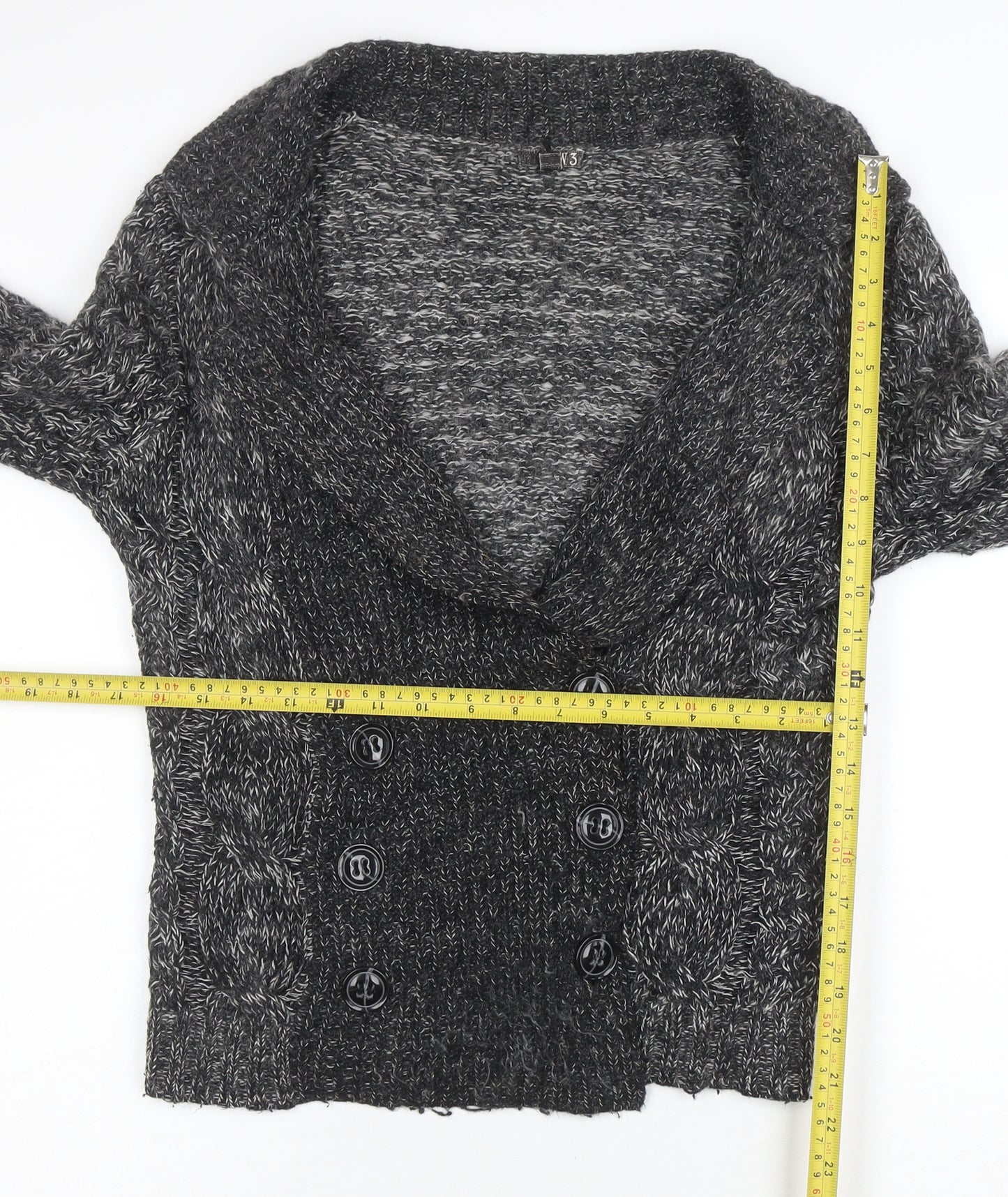 GANT Womens Grey Chunky Knit Wool Blend Shawl Collar Cardigan Size M