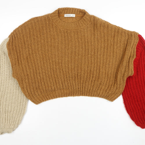 Stradivarius Women’s Multicoloured Chunky Knit Pullover Jumper Size 8