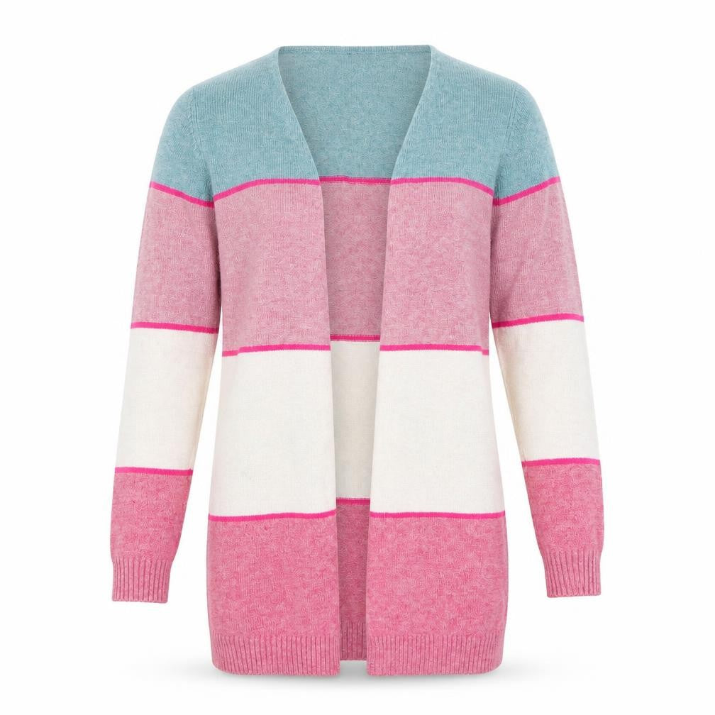 Front view of Yigga Teens Multicoloured Knit Long Sleeve Open Cardigan, size 12