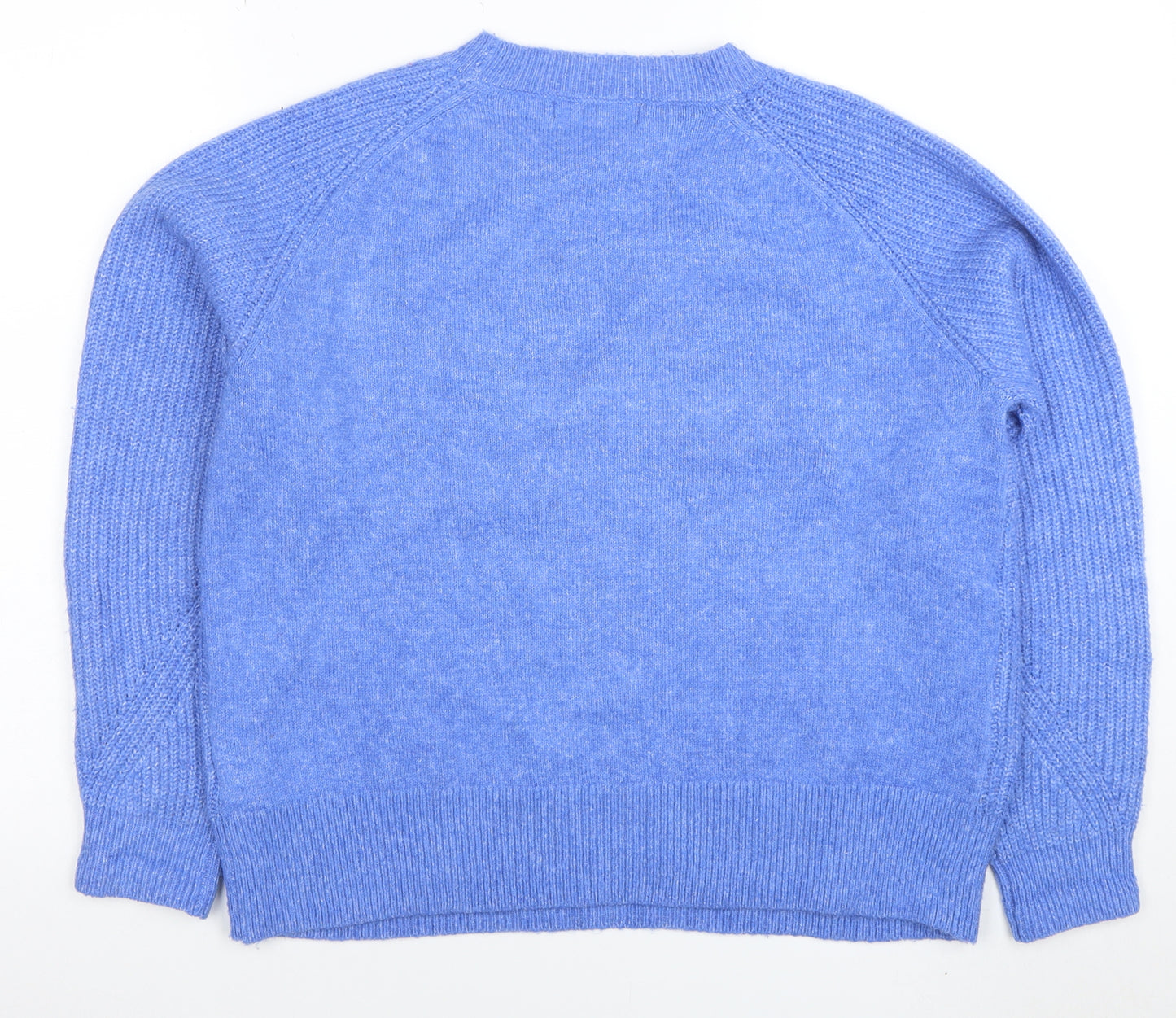 Marks and Spencer Women Blue Wool Blend Crew Neck Jumper M