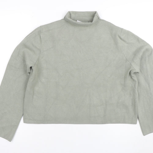 & Other Stories Women Green Mock Neck Knit Long Sleeve Top S