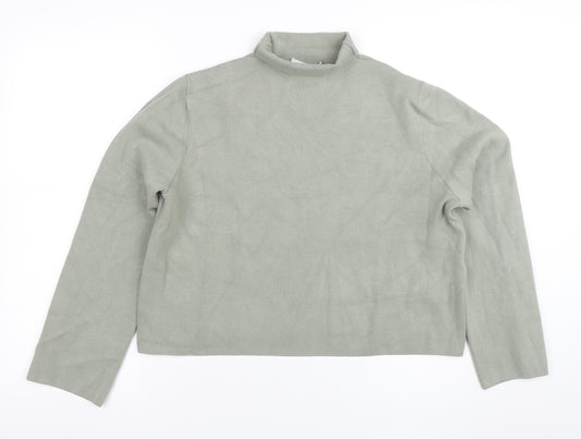 & Other Stories Women Green Mock Neck Knit Long Sleeve Top S