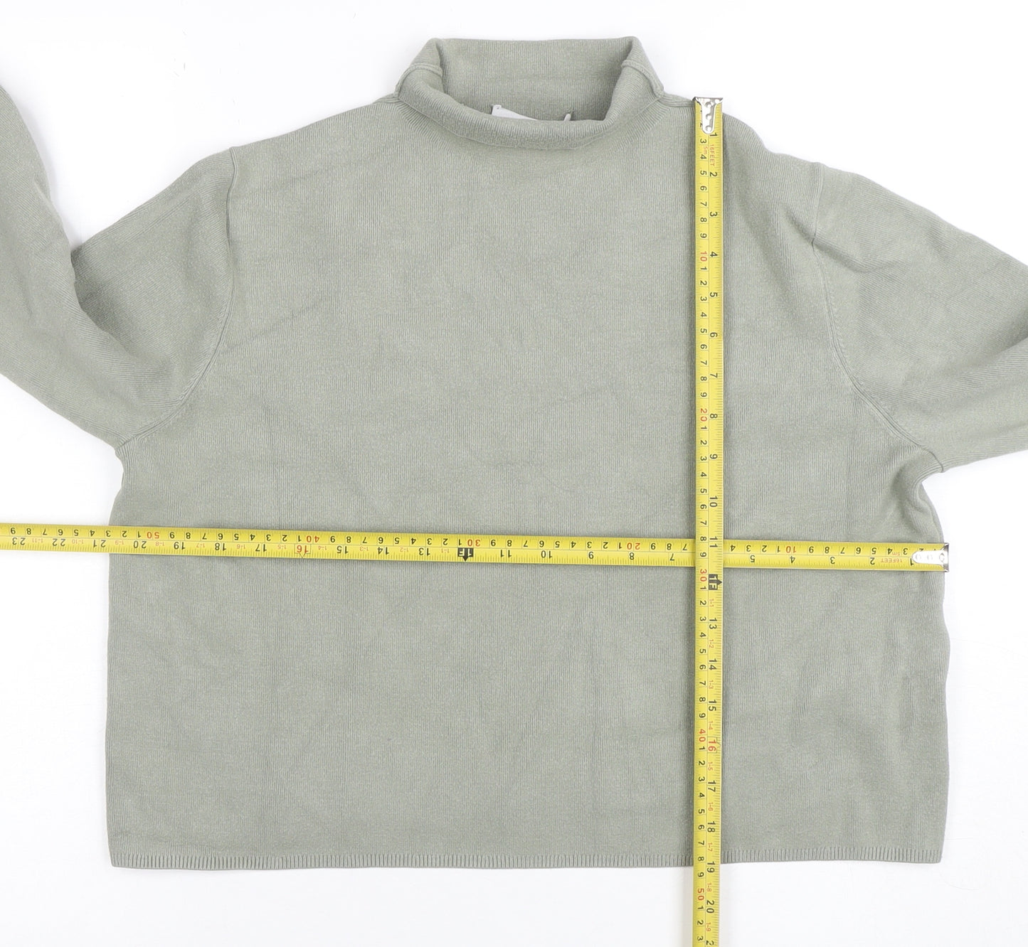 & Other Stories Women Green Mock Neck Knit Long Sleeve Top S