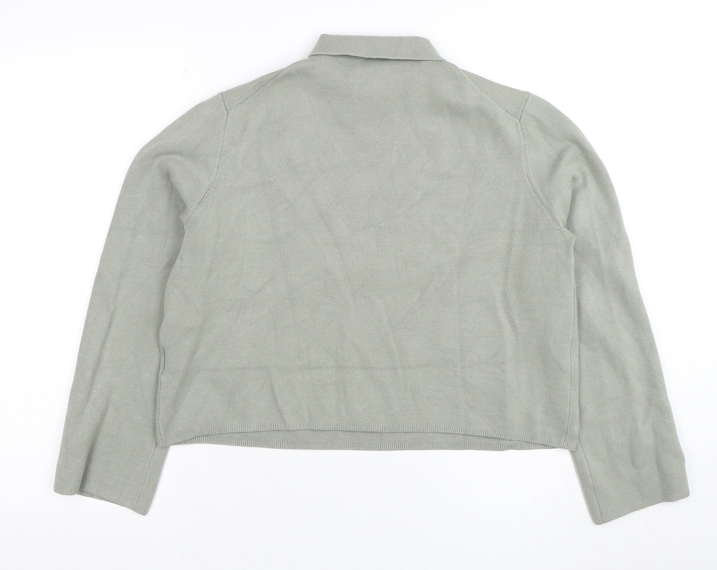 & Other Stories Women Green Mock Neck Knit Long Sleeve Top S