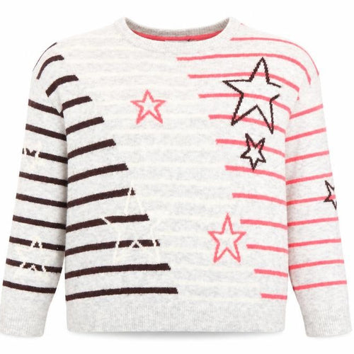 Next Women’s Grey Star Stripe Knit Jumper Size S Long Sleeve