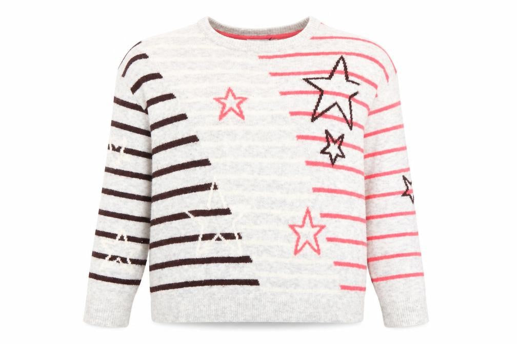 Next Women’s Grey Star Stripe Knit Jumper Size S Long Sleeve