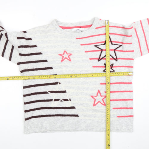 Next Women’s Grey Star Stripe Knit Jumper Size S Long Sleeve
