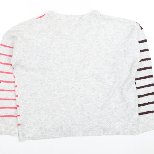 Next Women’s Grey Star Stripe Knit Jumper Size S Long Sleeve