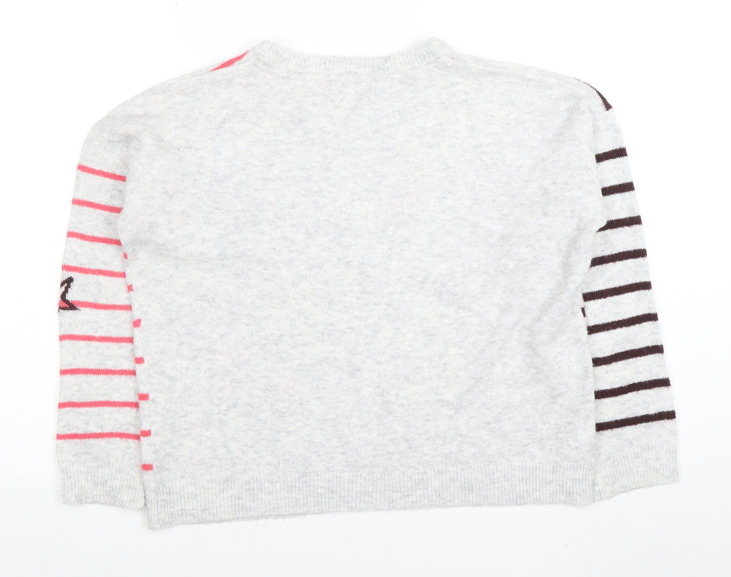 Next Women’s Grey Star Stripe Knit Jumper Size S Long Sleeve